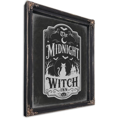 Midnight Witch Sign Halloween wall art, Ebony frame