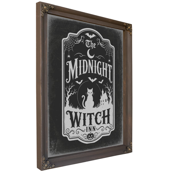 Midnight Witch Sign Halloween wall art, Bourbon frame
