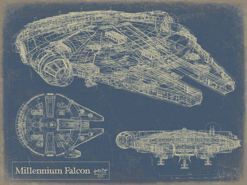 Bella Frye 24" x 18" / Unframed Paper / Blue Millennium Falcon