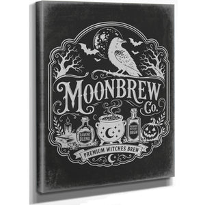 Moonbrew Co Sign Halloween wall art, stretched canvas