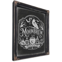 Moonbrew Co Sign Halloween wall art, Ebony frame