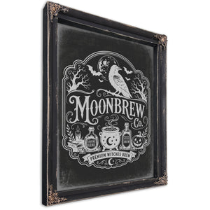 Moonbrew Co Sign Halloween wall art, Ebony frame