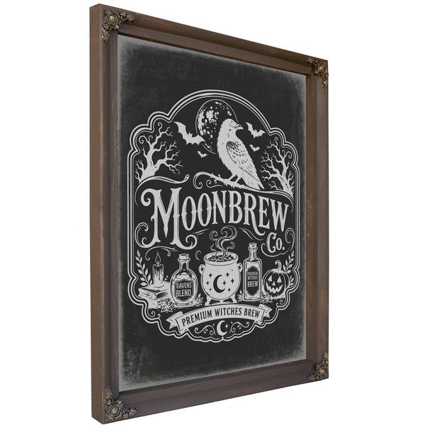 Moonbrew Co Sign Halloween wall art, Bourbon frame