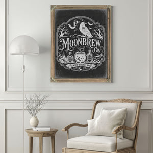 Moonbrew Co Sign Halloween wall art in a styled room