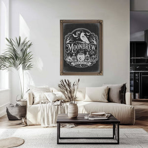 Moonbrew Co Sign Halloween wall art in a styled room