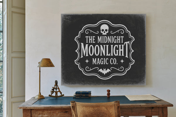 Moonlight Sign Halloween wall art in a styled room