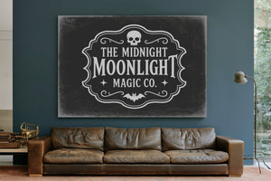 Moonlight Sign Halloween wall art in a styled room
