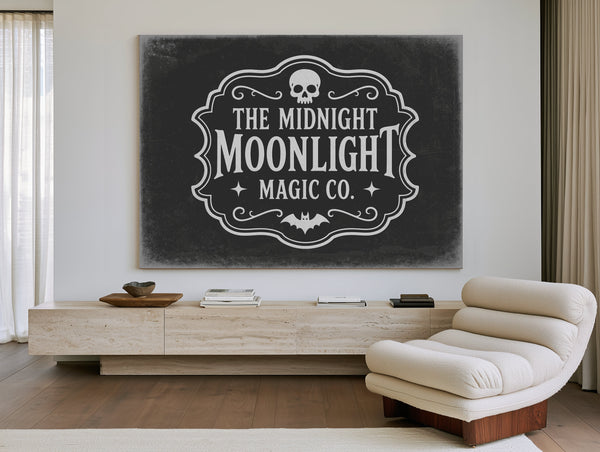 Moonlight Sign Halloween wall art in a styled room