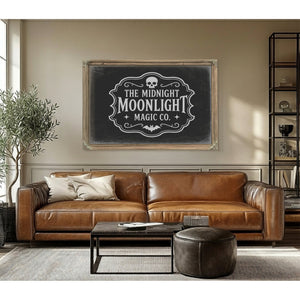 Moonlight Sign Halloween wall art in a styled room