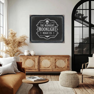 Moonlight Sign Halloween wall art in a styled room