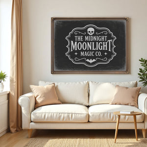 Moonlight Sign Halloween wall art in a styled room
