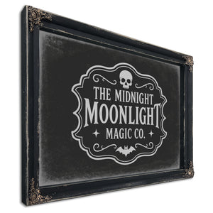 Moonlight Sign Halloween wall art, Ebony frame