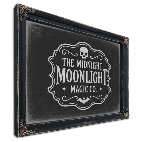 Moonlight Sign Halloween wall art, Ebony frame