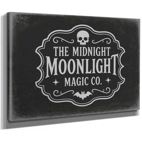 Moonlight Sign Halloween wall art, stretched canvas