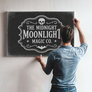 Moonlight Sign Halloween wall art in a styled room