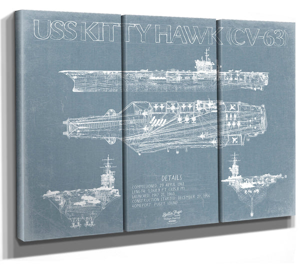 Bella Frye USS Kitty Hawk (CV-63) Supercarrier Blueprint Wall Art - Original Carrier Print