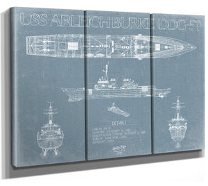 Bella Frye USS Arleigh Burke (DDG-51) Blueprint Wall Art - Original Destroyer Print