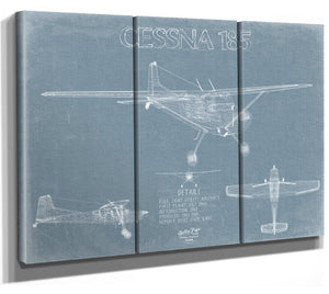 Bella Frye Cessna 185 Skywagon Aircraft Blueprint Wall Art - Original Airplane Print