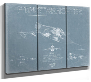 Bella Frye F-104 Starfighter Aircraft Blueprint Wall Art - Original Airplane Print