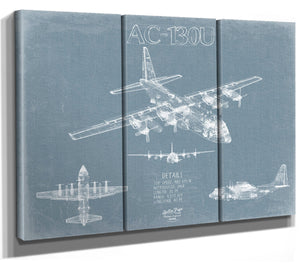 Bella Frye Lockheed AC-130U Spooky Blueprint Wall Art - Original Aviation Plane Print