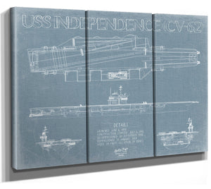 Bella Frye USS Independence (CV-62) Blueprint Wall Art - Original Carrier Print