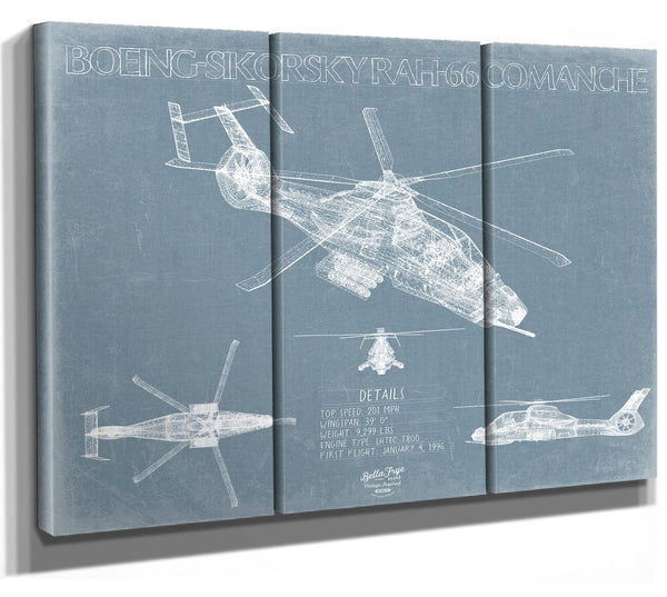 Bella Frye Boeing-Sikorsky RAH-66 Comanche Aircraft Blueprint Wall Art - Original Aviation Plane Print