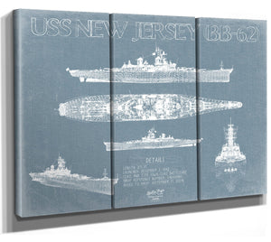 Bella Frye USS New Jersey (BB-62) Blueprint Wall Art - Original Battleship Print