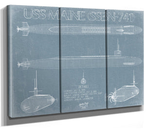 Bella Frye USS Maine (SSBN-741) Blueprint Wall Art - Original Submarine Print