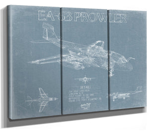 Bella Frye Northrop Grumman EA-6B Prowler Aircraft Blueprint Wall Art - Original Fighter Plane Print