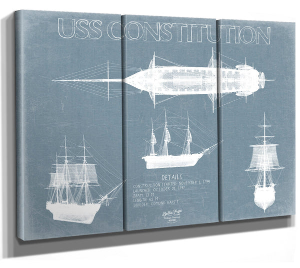 Bella Frye USS Constitution (Old Ironsides) Blueprint Wall Art - Original Frigate Print