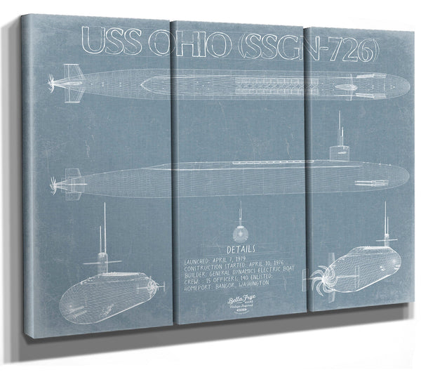 Bella Frye USS Ohio (SSGN-726) Blueprint Wall Art - Original Submarine Print