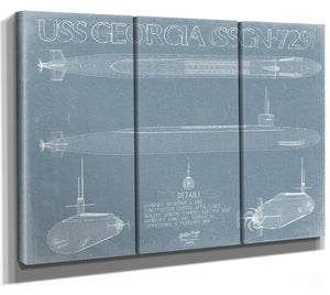 Bella Frye USS Georgia (SSGN-729) Blueprint Wall Art - Original Submarine Print