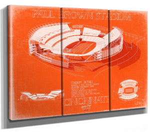 Bella Frye 36" x 24" / 3 Panel Canvas Wrap Paul Brown Stadium Wall Art - Original Cincinnati Bengals Print