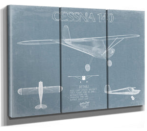 Bella Frye Cessna 140 Aircraft Blueprint Wall Art - Original Airplane Print