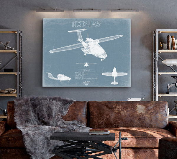 Bella Frye ICON A5 Light-Sport Aircraft Blueprint Wall Art - Original Airplane Print