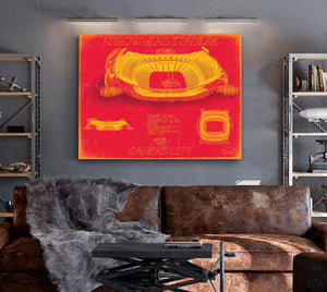 Bella Frye Arrowhead Stadium Wall Art - Kansas City Chiefs Blueprint Football Stadium Print