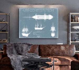 Bella Frye USS Constitution (Old Ironsides) Blueprint Wall Art - Original Frigate Print