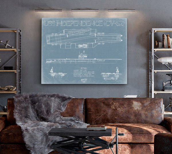 Bella Frye USS Independence (CV-62) Blueprint Wall Art - Original Carrier Print