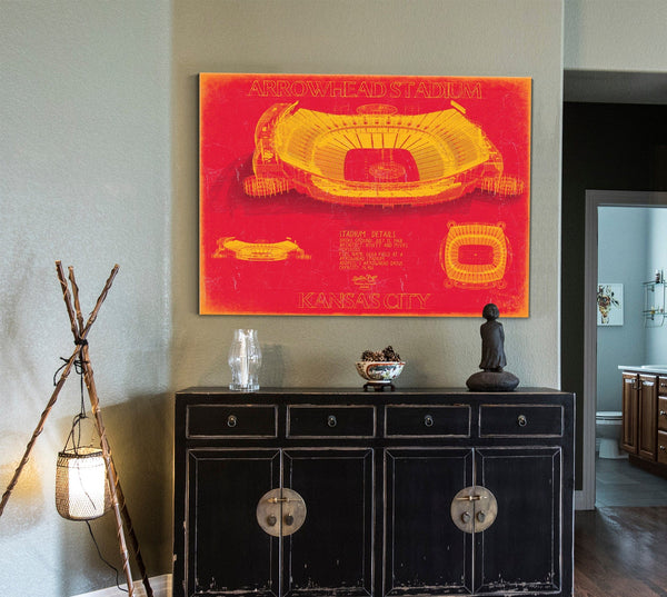 Bella Frye Arrowhead Stadium Wall Art - Kansas City Chiefs Blueprint Football Stadium Print