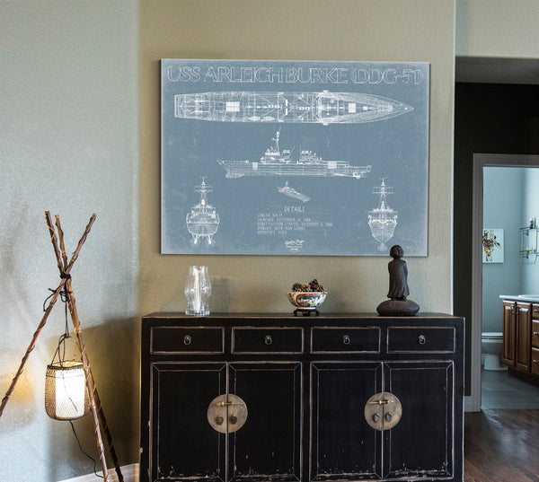 Bella Frye USS Arleigh Burke (DDG-51) Blueprint Wall Art - Original Destroyer Print