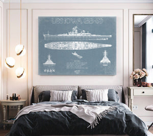 Bella Frye USS Iowa (BB-61) Blueprint Wall Art - Original Battleship Print