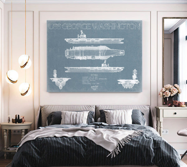 Bella Frye USS George Washington (CVN-73) Blueprint Wall Art - Original Carrier Print