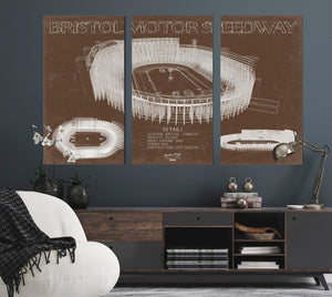 Bella Frye Bristol Motor Speedway Blueprint Wall Art - Original Racetrack Print