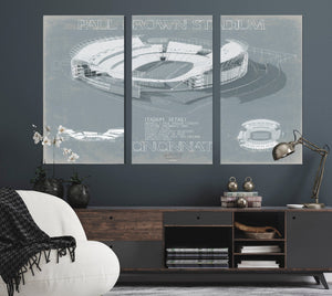 Bella Frye Paul Brown Stadium Wall Art - Original Cincinnati Bengals Blueprint Wall Art