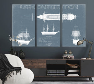 Bella Frye USS Constitution (Old Ironsides) Blueprint Wall Art - Original Frigate Print