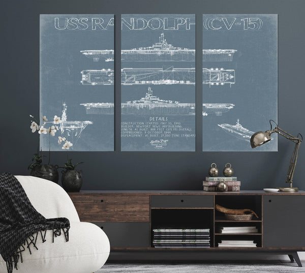 Bella Frye USS Randolph (CV-15) Blueprint Wall Art - Original Carrier Print