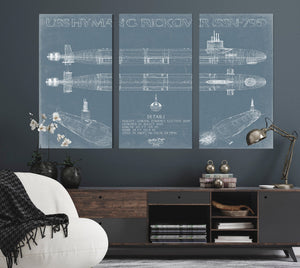 Bella Frye USS Hyman G. Rickover (SSN-795) Blueprint Wall Art - Original Submarine Print