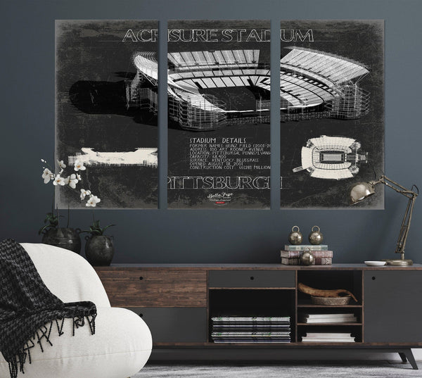 Bella Frye Pittsburgh Wall Art - Acrisure Stadium Print Antiqua Background