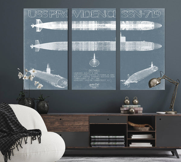 Bella Frye USS Providence (SSN-719) Blueprint Wall Art - Original Submarine Print