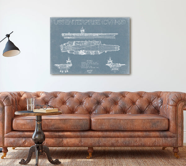 Bella Frye USS Enterprise (CVN-65) Frigate Ship Blueprint Wall Art - Original Carrier Print